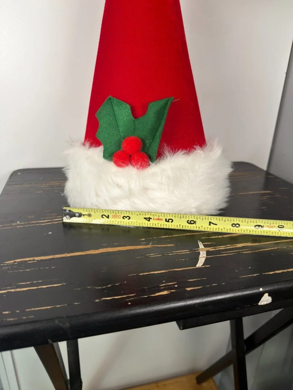 Pier 1 Imports SANTA CLAUS HAT Christmas‎ Tree Topper Red Velvet Curly ELF 16
